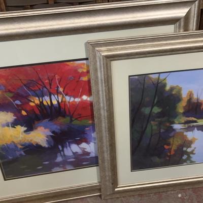 2 Large Bright Landscape Framed Prints #1