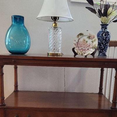 2 Drawer, Caster Foot Table With Pull-Out Shelf