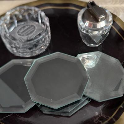 Crystal Lighter & Ashtray, Glass Coasters