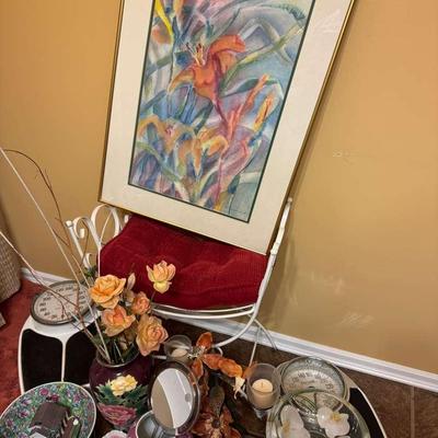 Glass Vases, Decorative Bowls, Scale & Seat Lot