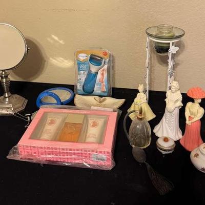 Ceramic Perfume Bottles, White Shoulders Set, Vanity Mirrors & Figurines