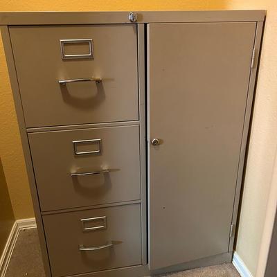 Filing Cabinet With Storage Shelves And Safe Built In 29” W X 16” D X 38” H