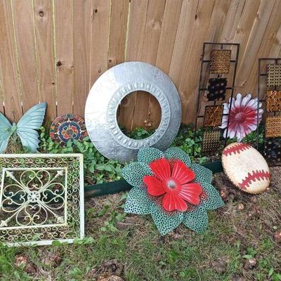 Fence Art and Outdoor Signs Lot #1 – Butterfly, Flowers, Baseball & More