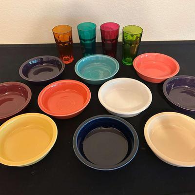Fiesta Ware Lot – Assorted Color Bowls & Glass Tumblers