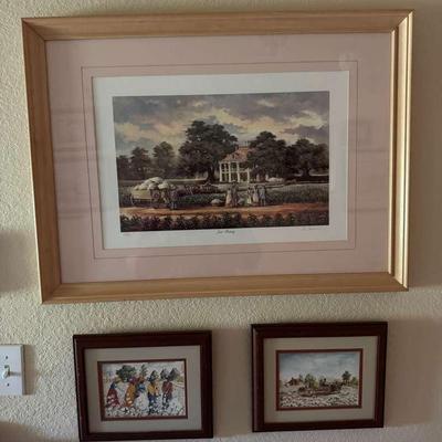 Framed Southern Art Prints – Al Federico “Just Resting” & Mimi Loup Brown Cotton Field Scenes