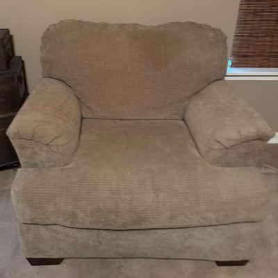 Upholstered Armchair with Vintage Storage Chests