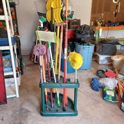 Plastic Tool Storage with Assorted Handled Tools