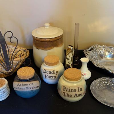 Arthur Court Pewter Trays with Home Décor Lot – Jars, Basket & More