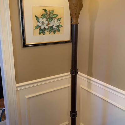 Tall Floor Lamp (74”) and Framed Floral Picture (22.5” x 18.5”)
