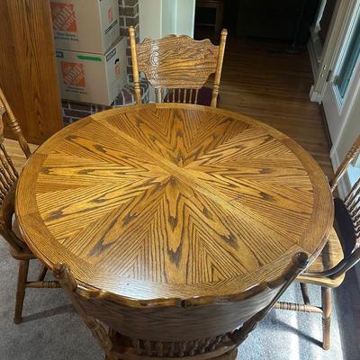 Wood Dining Room Table with 1 Extension and 4 Chairs