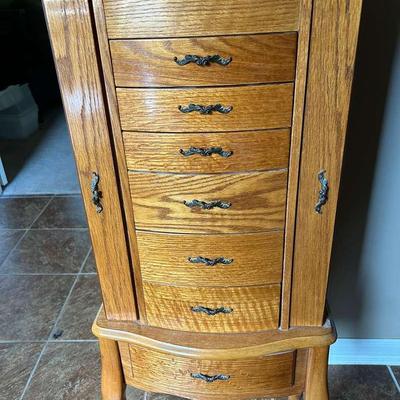 Expandable Jewelry Cabinet with Costume Jewelry Collection