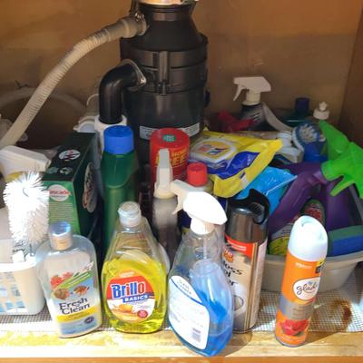 Household Cleaning Supply Lot – Sprays, Dish Soap, Billow & More