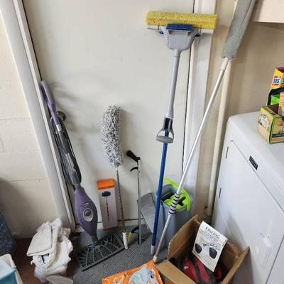Cleaning Supplies - Shark Steam Mop, ProVac Wet-Dry Vacuum, Dusters