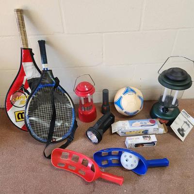 11pc Sporting Goods & Camping - Wilson Rackets, Coleman Lanterns