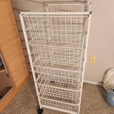 White Rolling Metal 5-Drawer Storage Rack - 18x21x45"