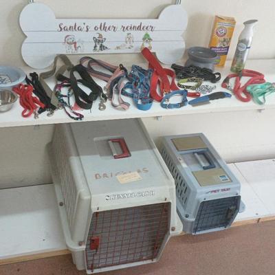 Dog & Cat Supplies - Kennels, Leashes, Sign, Bowls++