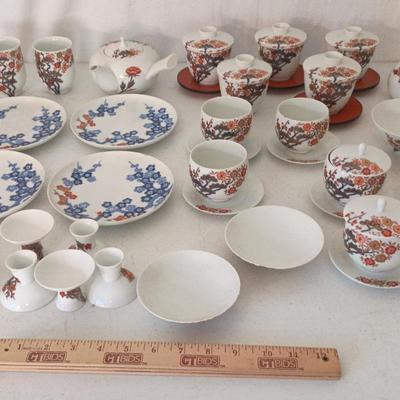 Vintage Japanese Tea Set - many pieces, flowering trees design