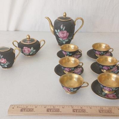 Bergmann Selb Bavaria Tea Set, 16 Pc., Black With Roses