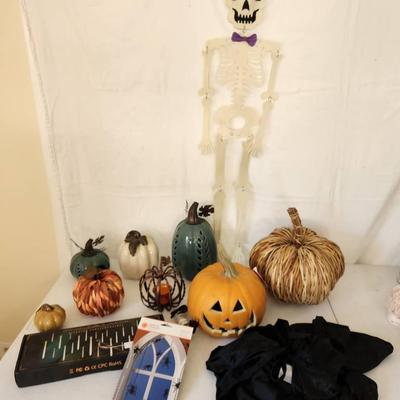 12pc Halloween & Fall Decor - Ceramic & Woven Pumpkins, Spirit Cape