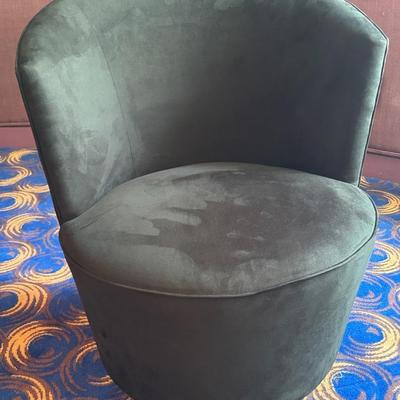 Black Suede Barrel Chair 