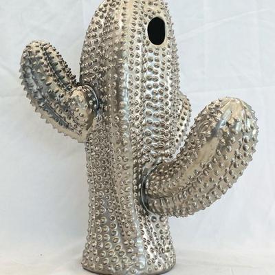 Silver Ceramic Cactus 