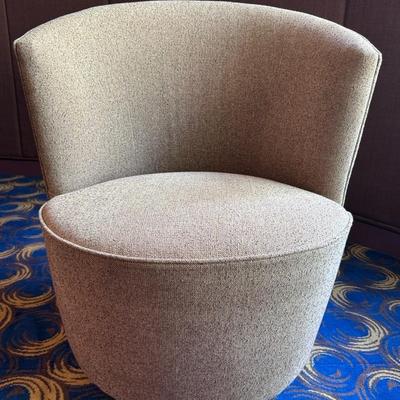 Tan Swivel Barrel Chair 