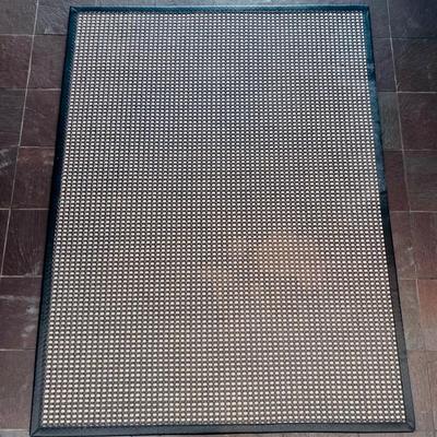 Leather & Straw Checkered Rug 