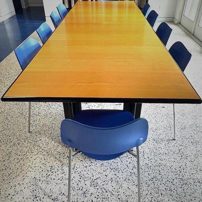 Long Table With Ten Lammhults Swedish Chairs