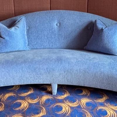 Donghia Blue Crescent Shaped Sofa