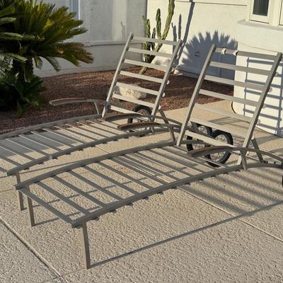 Pair Of Reclining & Rolling Lounge Chairs 