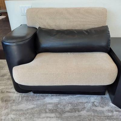 Leather & Tweed Sectional Chair