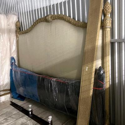 Louise XVI Style Upholstered King Size Bed Frame