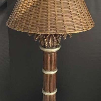 Palm Lamp With Rattan Wicker Shade