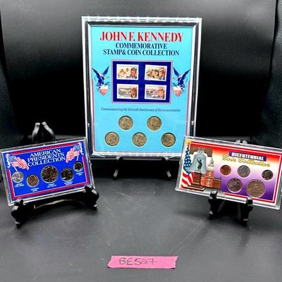 BE527 1965 -1969 (5 Coin) JFK Coin & Stamp Framed & More