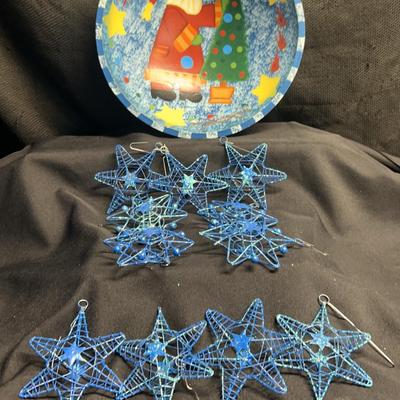 BE641 Blue Santa Bowl & Stars