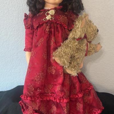 BE733 Porcelain Doll With Bear