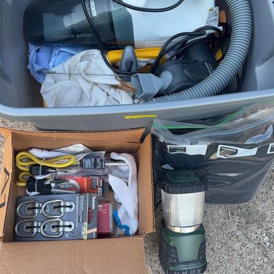 BE702 Storage Bin With Duster, Lantern, And Hardware