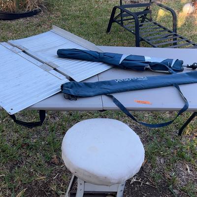 BE876 Mini Wheelchair Ramp & Chair Umbrella & Stool