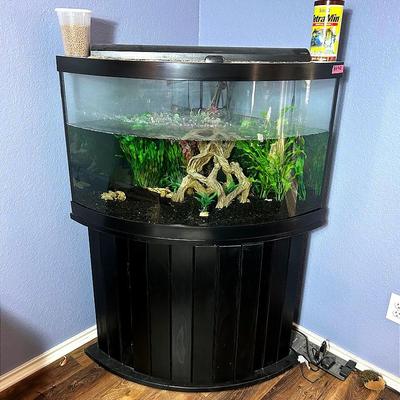 BE940 Aqueon 54 Gallon Corner Aquarium W/Stand & Fish!!(Filter)