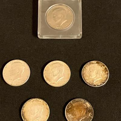 5 Kennedy 1964 Half Dollars and 1 Bicentennial Kennedy Half Dollar 