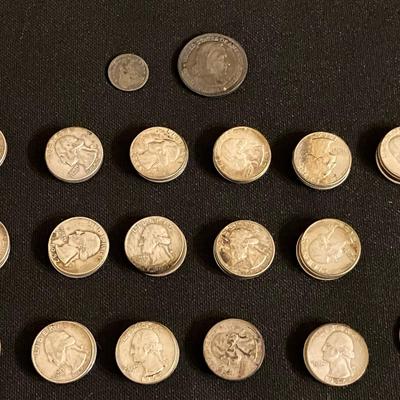 66 Silver Quarters, 1853 Seated Liberty Silver Dime, & 1893 Columbian Exposition Silver Half Dollar 