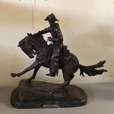 "Cowboy" by Frederic Remington (1861-1909) Heavy Bronze Sculpture on Marble Base (See Comments)