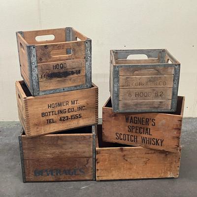 6 Vintage Wooden Crates