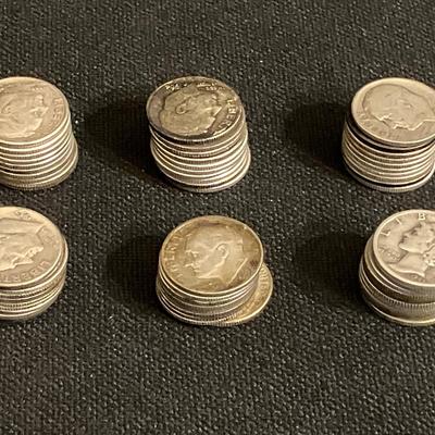 59 Silver Dimes #2 (Includes 10 Mercury Dimes)