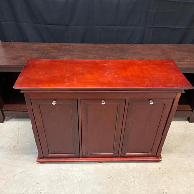 3 Front Opening Laundry Cabinets And Dark Wood Tv Console 