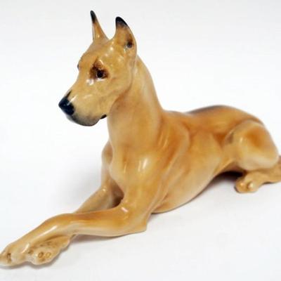 Sale Photo Thumbnail #40: 1040	BOEHM PORCELAIN GREAT DANE DOG FIGURE, APPROXIMATELY 10 IN X 3 IN X 6 IN H
