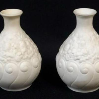 Sale Photo Thumbnail #90: 1090	BOEHM GROUP OF 4 EMBOSSED VASES, EACH APPROXIMATELY 4 IN H
