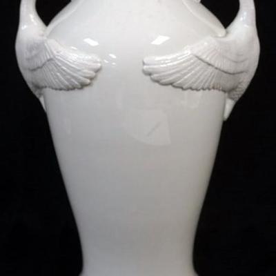Sale Photo Thumbnail #89: 1089	BOEHM LARGE VASE WITH SWAN HANDLES, APPROXIMATELY 11 1/2 IN H
