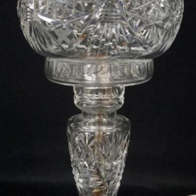 Sale Photo Thumbnail #141: 1141	CUT GLASS FAIRY LAMP, APPROXIMATELY 13 IN H
