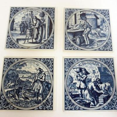 Sale Photo Thumbnail #127: 1127	4 DELFT OCCUPATIONAL BLUE AND WHITE TILES, EACH APPROXIMATELY 6 IN X 6 IN
